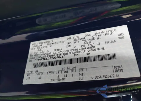 2023 Ford F-150 Lightning Xlt из США, поврежденный, VIN 1FTVW1EL0PWG60737